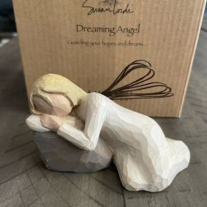 Demdaco Dreaming Angel Sculpture - Cream and Brown